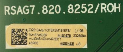 KIT DE TARJETAS PARA TV HISENSE / MAIN 232510 / RSAG7.820.8252/ROH / FUENTE 222684 / RSAG7.820.7748/ROH / T-CON 55.43T10.C02 / 55T32-COF CTRL BD / PANEL HD426K3U51-T1\S0\GM\ROH / MODELO 43R6E - Imagen 3
